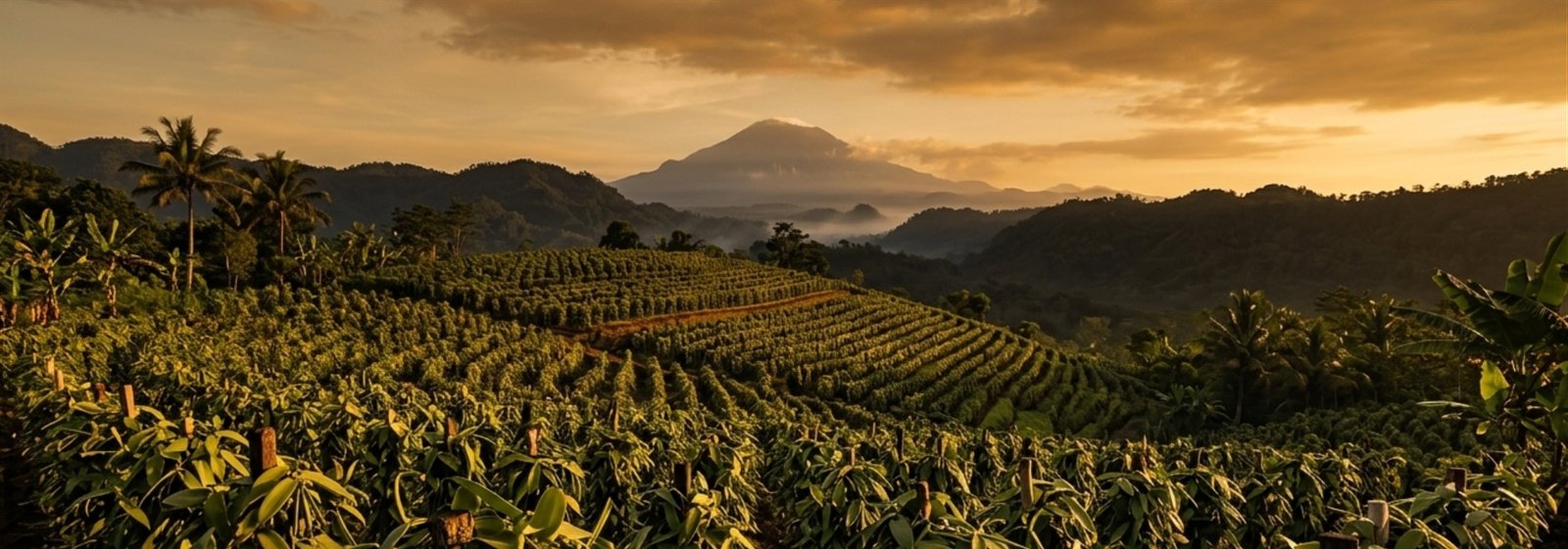 Vanilla farm in East Java volcanic highlands